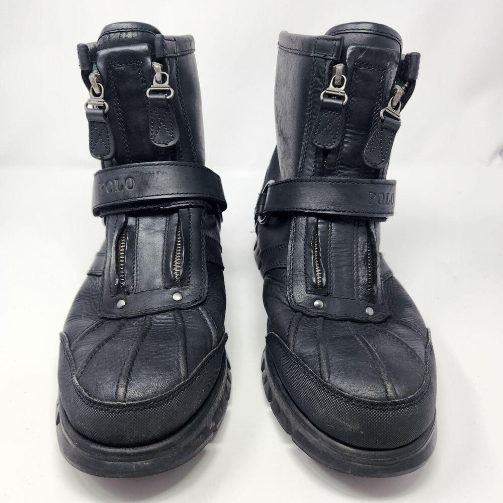 Polo Ralph Lauren Conquest Hi III Boots Mens Size 9D Black Leather Snow